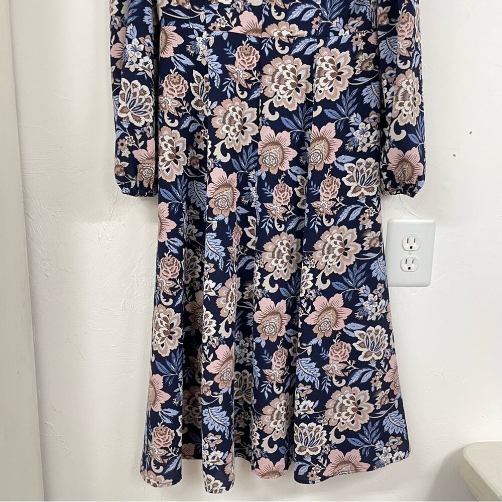 Eliza J Blue Pink Floral Long Sleeve Midi Dress Womens 6 Prairie Cottage Core - Picture 13 of 13